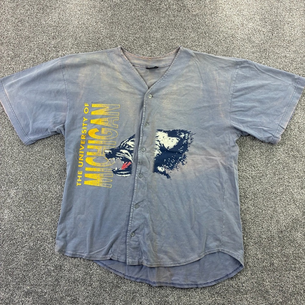 Vintage Michigan Wolverines Baseball Jersey Shirt Mens XL Sun Faded Distressed